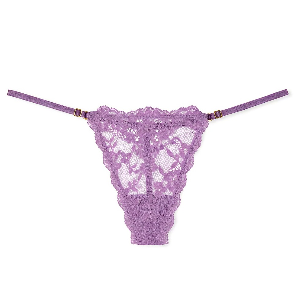 Victoria’s Secret Dream Angels Lace Adjustable V-string Thong PURPLE MEDIUM